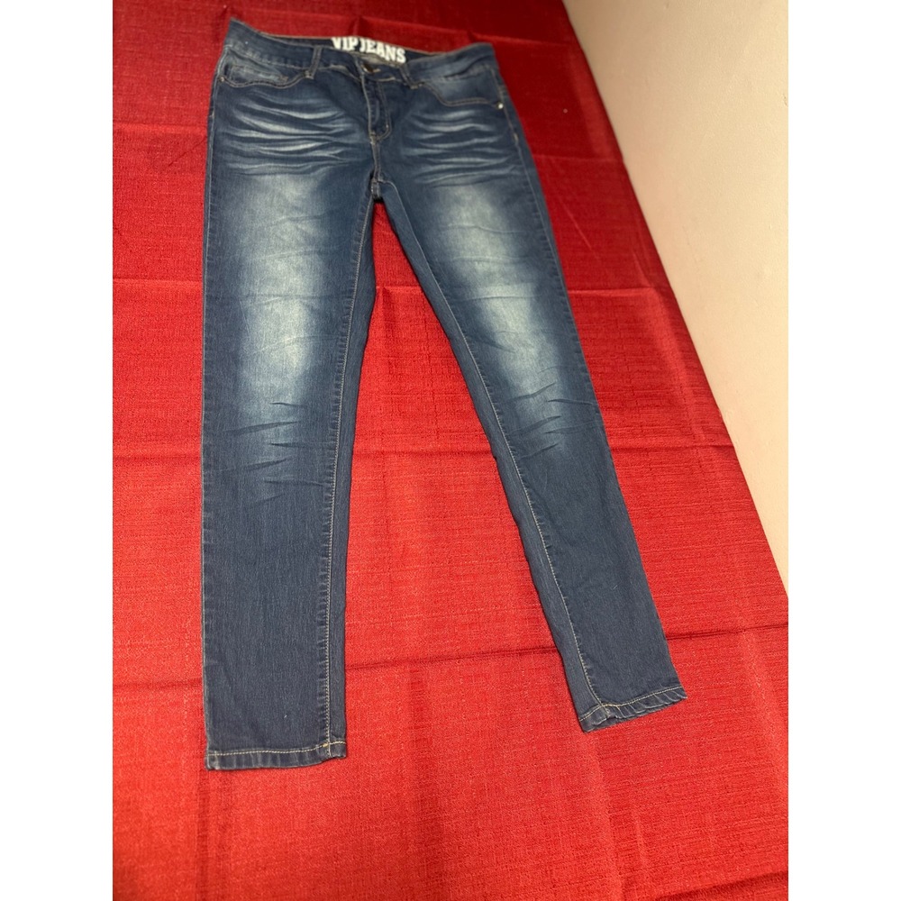 VIP Jeans Womens Size 15/16 Medium Wash Whiskered Skinny Stretch Denim 170295AN